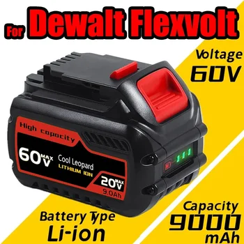 Za Dewalt 60V 9000mAh Litij-Ionske Baterije,za FlexVolt Orodja, električni Vrtalni DCB606 DCB612 DCB609 Zamenjava Baterije