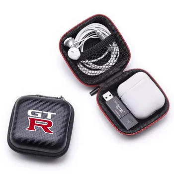 ZA Nissan GTR JDM R32 R33 R34 Ogljikovih Vlaken Slušalke Vrečko za Shranjevanje Zaščitni Kabel USB Organizator Prenosni Čepkov Torbica polje