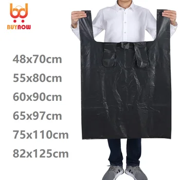 Črna zgosti veliko plastično vrečko gibljejo vrečko za shranjevanje oblačil embalaža vrečko prenosni telovnik slog veliko smeti vrečko